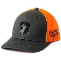 Flatwood bennszülöttek faszén és neon narancssárga elülső makk hímzett Flexfit kalap