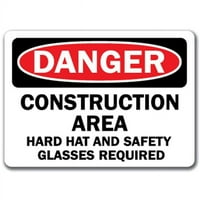 SignMission DS-építési terület kemény Ha. Veszély építési terület kemény kalap biztonsági szemüveg szükséges OSHA jel