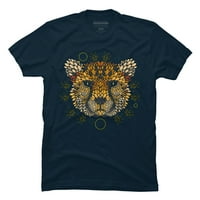 Cheetah Face férfi Sötétkék grafikus póló-az emberek tervezése 2XL
