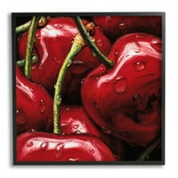 Stupell Juicy Red Cheries Color Up étel és italfestés Fekete keretes művészeti nyomtatási fal művészet