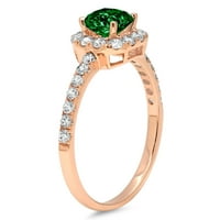 1.23 ct hercegnő vágott zöld szimulált smaragd 18K rózsa arany évforduló eljegyzési halo gyűrű mérete 4.25