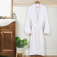 Unise pamut frottír kimonó fürdőköpeny hímzéssel egész évszakos köntös, XL, Emberglow-fehér