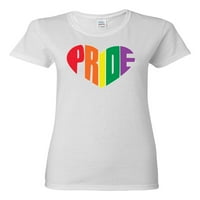 Szivárvány LGBTQ Meleg Büszkeség szív LGBT büszkeség Női grafikus póló, fehér, kicsi