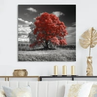 ART Designart Red Tree Blossom Haven i fa virágos fém fal Art. szélesre. magas