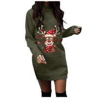 Női alkalmi pulóver pulóver ruha karácsonyi Nyomtatott Kerek nyakú Hosszú ujjú őszi téli Mini Pulóver Ruhák Női ruhák