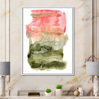 Designart 'piros rózsaszín és zöld absztrakt felhők' Modern keretes vászon Wall Art Print