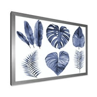 Designart 'Kék akvarell trópusi levelek I' Farmhouse keretes művészet