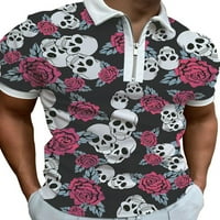 Haite férfi nyári felsők első cipzáras pólók rövid ujjú póló munka blúz Strand V nyakú póló stílus-F S