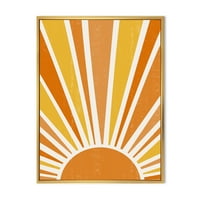 Designart 'Minimal Bright Shining Orange Sun Rays II' Modern keretes vászon falfestmény nyomtatás