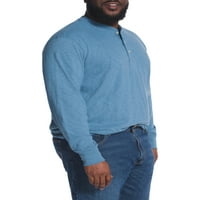 Chaps férfiak nagy és magas hosszú ujjú pulóver Henley ing