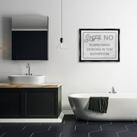 Stupell Industries Nincs idézni a démonok fürdőszoba grafikus jet fekete úszó keretes vászon nyomtatott fali művészet,