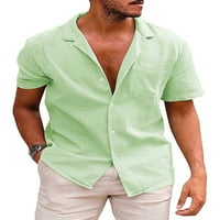 Capreze férfi nyári ingek rövid ujjú ing hajtóka nyakú blúz normál illeszkedésű póló gomb Fel póló világos zöld M