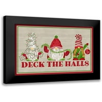 Nád, Tara Fekete Modern keretes Múzeum Művészeti nyomtatás címmel-Gnome for Christmas hangulat táj sötét-Deck the Halls