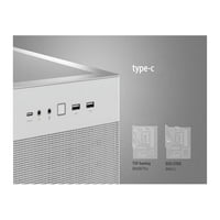 AP Type-C Airflow-fókuszált Micro-ATX, Mini-IT számítógép tok, támogatja a folyadékhűtést fehér