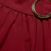 Bazyrey szoknyák női szilárd nyári köteg derék dekoratív csat szabálytalan rakott Mini szoknya Piros S