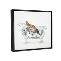 Stupell teknős úszás fürdőszoba kád állatok és rovarok festés fekete úszó keretes művészeti nyomtatási fal művészet