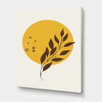 Designart 'Absztrakt hold és sárga nap trópusi levél II -vel' modern vászon fali művészet nyomtatás