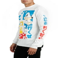 Sonic The Hedgehog férfi és nagy férfi hosszú ujjú grafikus póló, S-3XL méretű