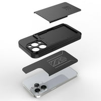 SaniMore iPhone Pro ma tokhoz, kamera lencsevédő robusztus Hátlap fedél beépített rejtett csúszó kártyahely katonai
