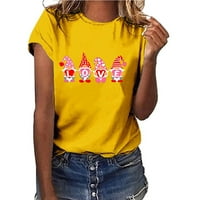 Női Valentin ing Gnome grafikus levél nyomtatás pólók Vicces Valentin napi ajándék Rövid ujjú blúz felső