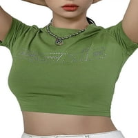 Női Y2K Rövid ujjú termés felső levél póló vékony mellény Klub Streetwear
