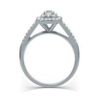 Forever Menyasszony Carat T.W. Smaragd halo gyémánt kt fehér arany eljegyzési gyűrű