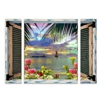 Védjegy Szépművészet 'Trópusi ablak a Paradise III' Canvas Art készítette Leo Kelly