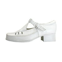 Órás kényelem a juno női szélességű T-irtasz-szíj kényelmi bőr cipő fehér 11