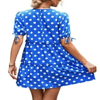 Frontwalk Női Sundress Swing póló ruha póló rövid Mini ruhák strand egyszerű tunika Kék L
