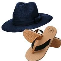 Coco Keys női egész évben hajlékony szalma nap kalap és hab flip flop szandál beállított nekünk női cipőméret 7-10