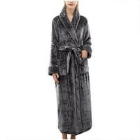 Guzom női puha és meleg fürdőköpeny meleg Comfort Fleece köntös téli pizsama-Sötét szürke Méret XL