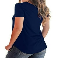 Pfizire Plus Size Női v nyakú felsők rövid ujjú póló alkalmi blúz fekete 2XL