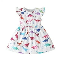 Gotyou lány kisgyermek hercegnő ruha színes dinoszaurusz Fly Sleeve a-line szoknya rugalmas ruhák ruhák