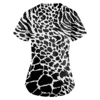Royallove Női személyre szabott nyomtatás rövid ujjú V-nyakú felsők dolgozó Leopard PatternT-shirt női felsők