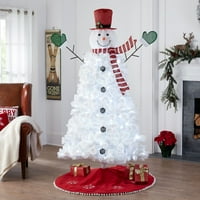 Ünnepi idő előtti hóember mesterséges karácsonyfa, fehér fények, fehér szín, 6,5 '