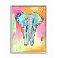 A Stupell Industries színes elefánt absztrakt pasztell háttérkeretes fali művészet, Jennifer McCully, 11 14