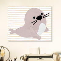 Wynwood Studio Animals Wall Art vászon nyomatok a Seal „Tengeri állatok - barna, fehér