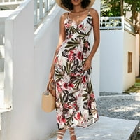 Női Maxi Floor Dress Clearance felkapott ruhák divat ruházat nőknek nyári virágos nyomtatás Vintage Alkalmi Laza Ujjatlan