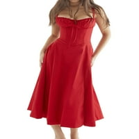 Diconna női nyári hosszú Maxi ruha ujjatlan kötés fél a-line elegáns ruhák koktél Nightclub Beach Red s