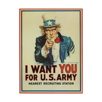 Védjegy képzőművészet 'Uncle Sam Wants You' vászon művészet az amerikai iskolában