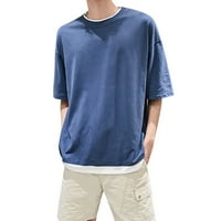 Férfi nyári szilárd alkalmi Népszerűség póló plusz méretű Fél ujjú blúz felsők Férfi pólók és felsők Kék XXL