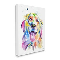 Akvarell stílusú boldog kutya arc állatok és rovarok grafikus galéria csomagolt vászon nyomtatott fali művészet