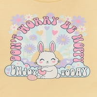 Lányok húsvéti rövid ujjú grafikus póló, 4-18 méret