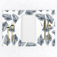 Vászon pamut vászon Placemats-trópusi Indigó fehér levelek Palm Navy nyomtatás Modern botanikai minimalista nyomtatási
