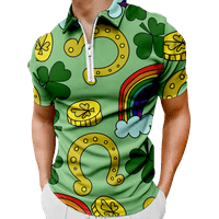 Férfi pólók St. Patrick ' s Day Print Regular Fit alkalmi rövid ujjú újdonság Cipzár Hawaii ingek alkalmi ing ajándék