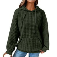Női szilárd Raglan pulóver kapucnis pulóver Hosszú ujjú felső pulóver