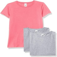 Marky G ruházat lányok rövid ujjú Legénység nyak szilárd pólók pamut, XS, Hot Pink Heather Heather