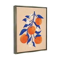 Stupell narancsfa citrusfélék virágok Ételek és italfestés Szürke úszó keretes művészeti nyomtatási fal művészet