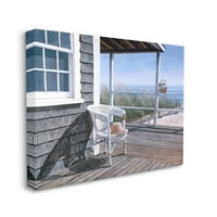 Stupell Industries Coastal Cottage tornác szék tengerparti sétány tájfestés galéria csomagolt vászon nyomtatott fali
