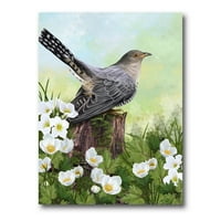 Kakukk madár egy régi csonk- és fehér virágfestés vászon művészete